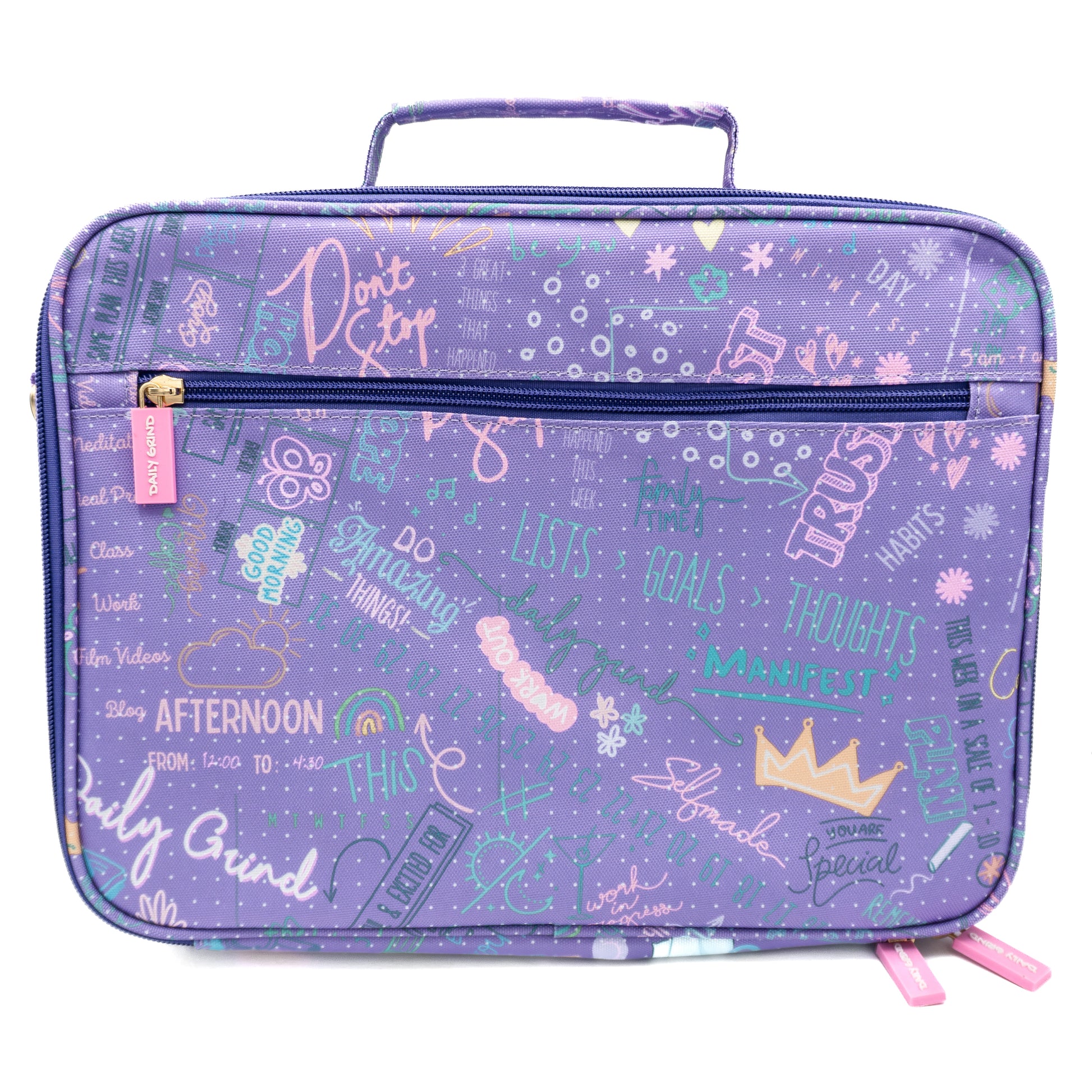 Front of purple travel planner case