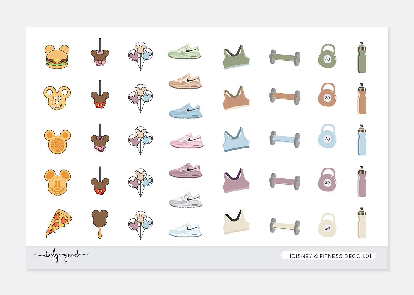 Decorative Planner Stickers - Disney & Fitness – The Daily Grind