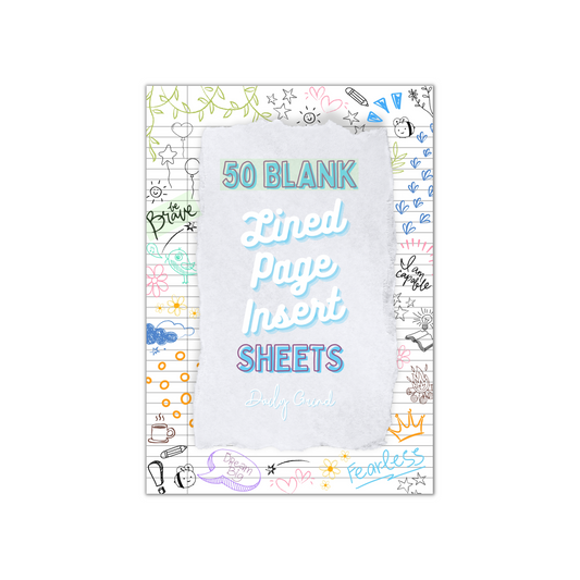 Cover page for "50 Blank Lined Page Insert Sheets"