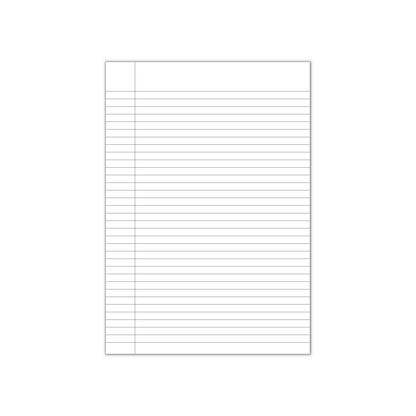 White lined paper on a white background