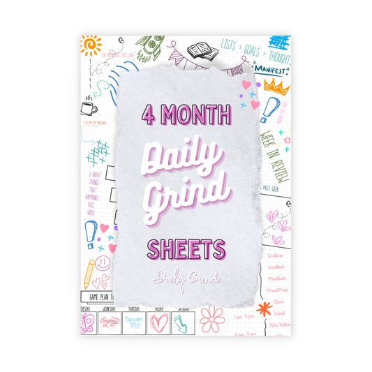 "4 Month Daily Grind Sheets" cover page