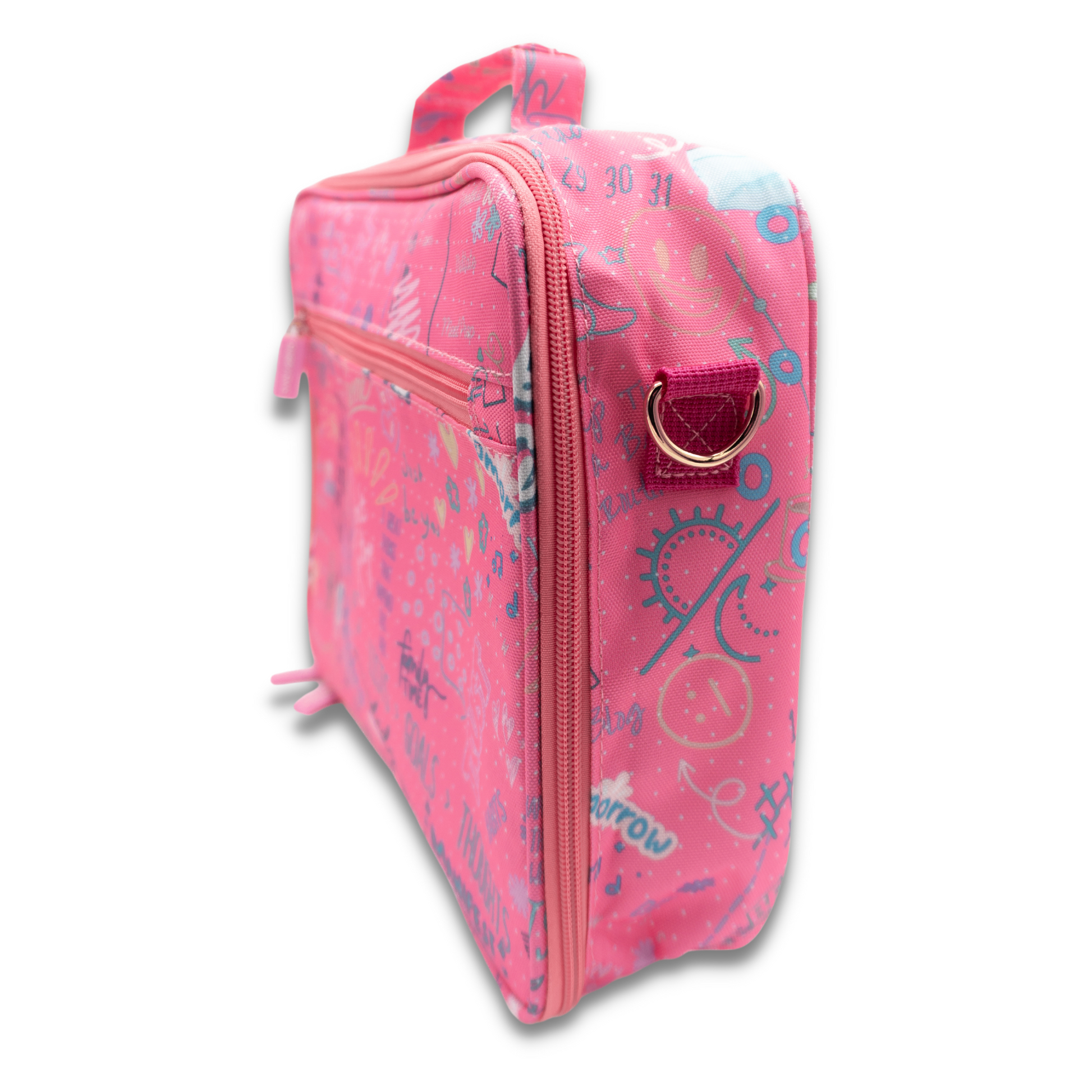 Side view of pink travel planner case