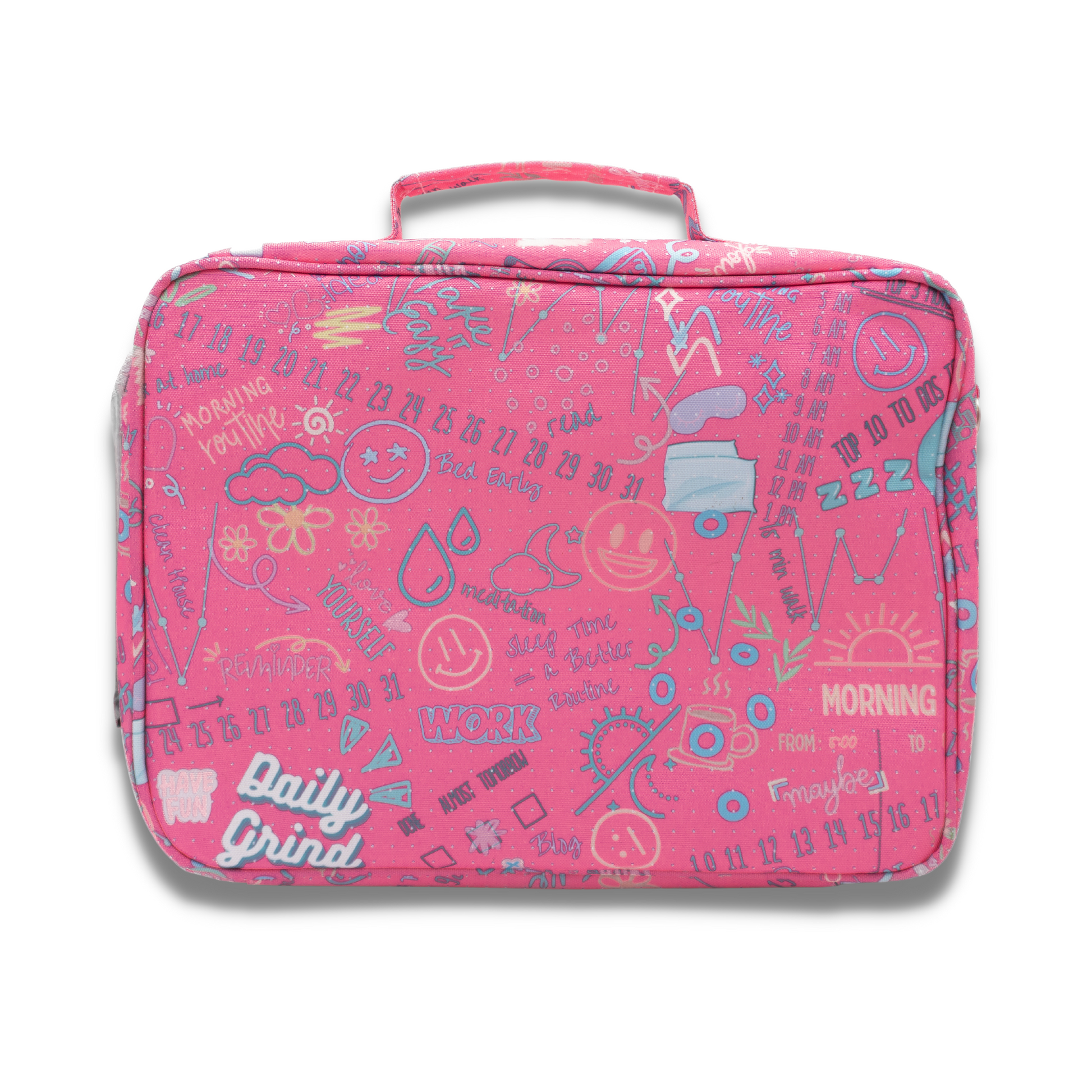 Back of pink travel planner case