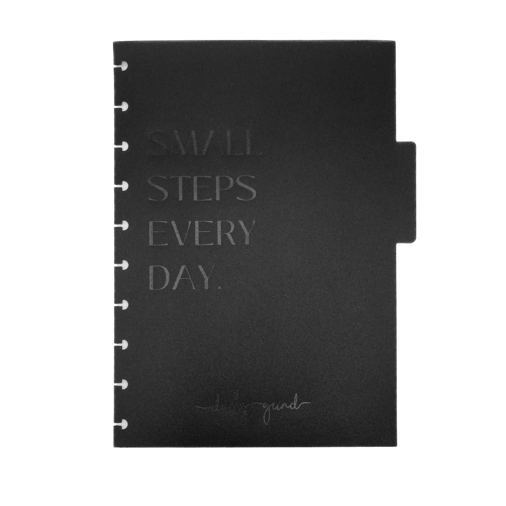"Small steps every day" black planner divider