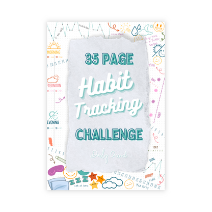&quot;35 Page Habit Tracking Challenge&quot; cover page