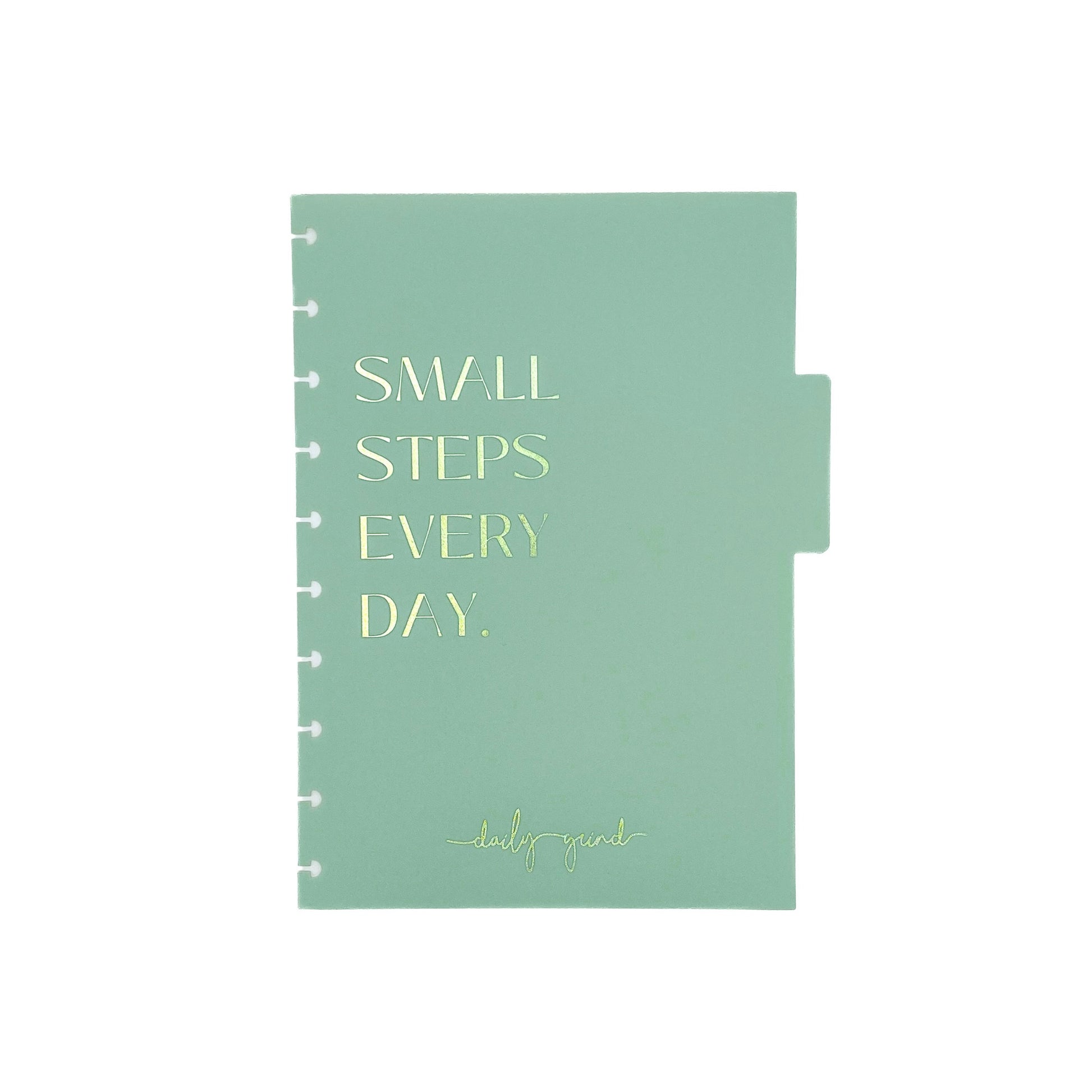 "Small steps every day" green planner divider