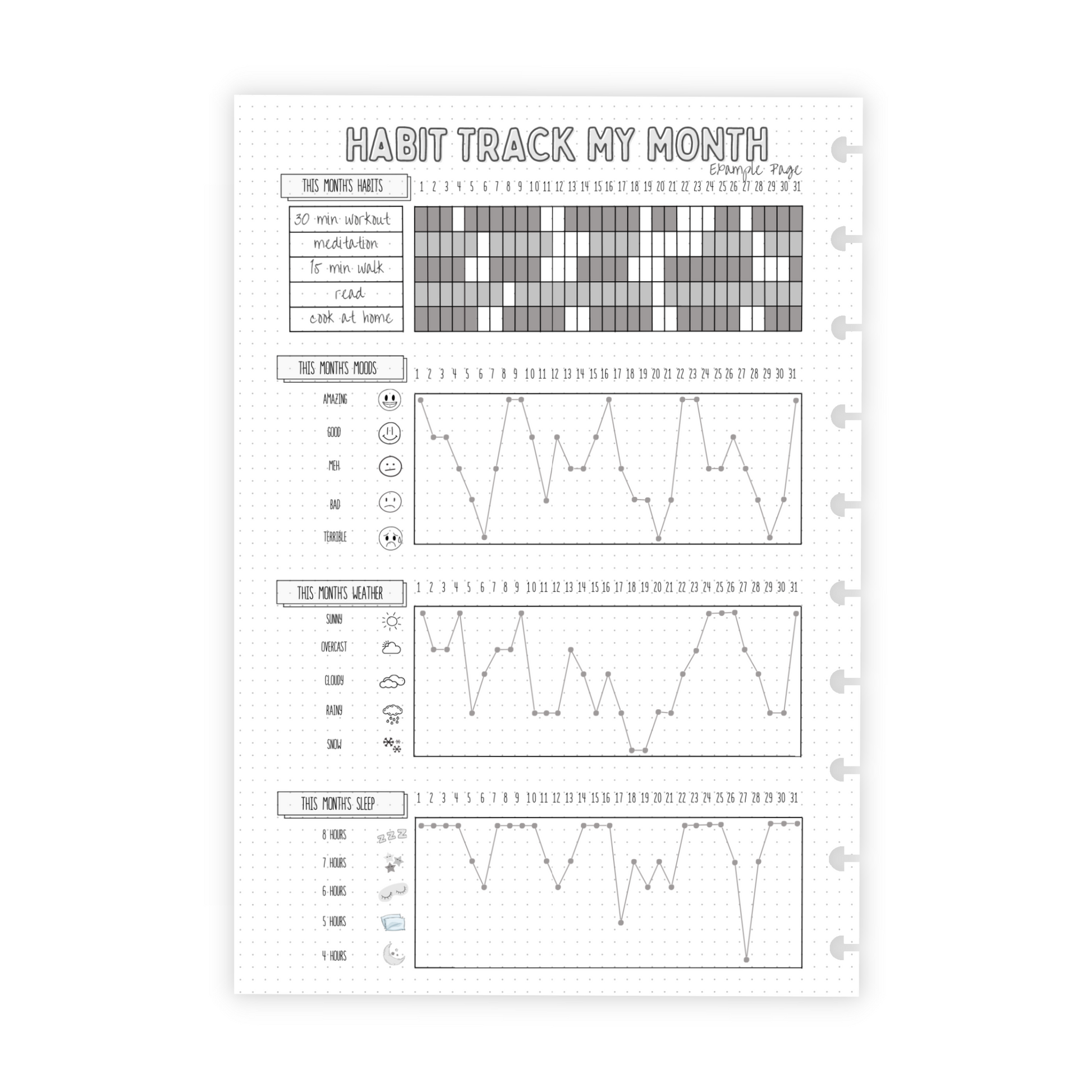 "Habit Track My Month" example page