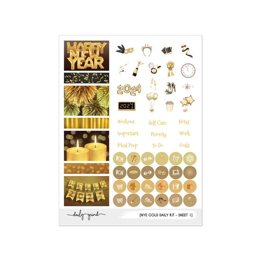 Gold assorted sticker sheet