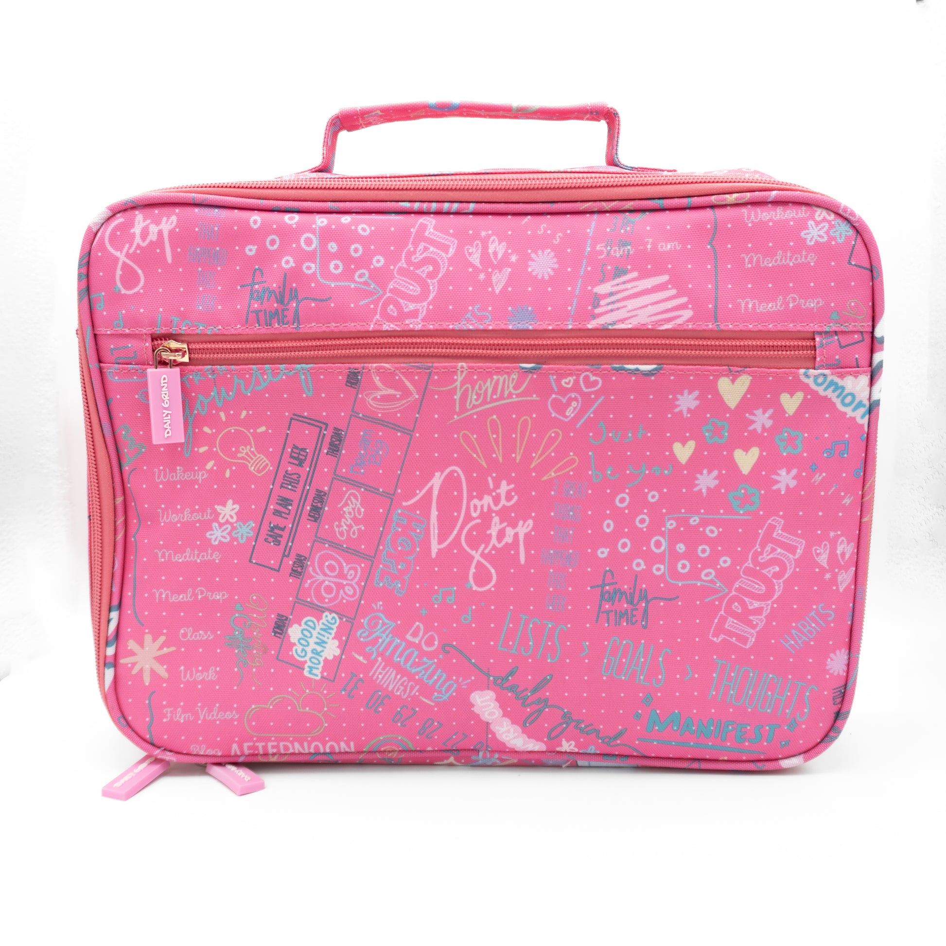 Front of pink travel planner case