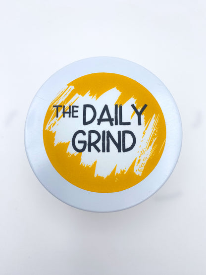 White &quot;The Daily Grind&quot; candle lid