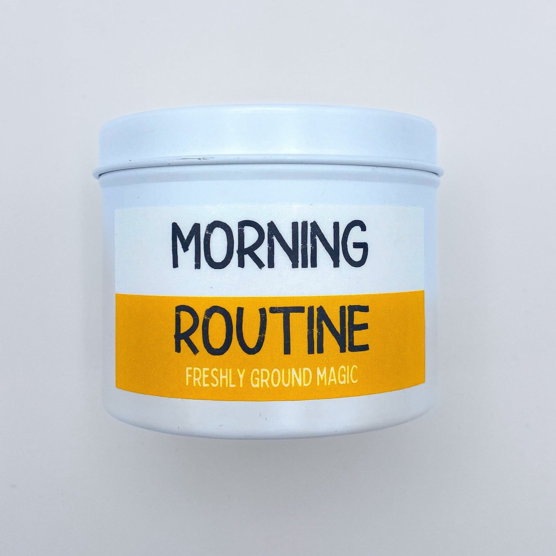 "Morning Routine" candle in white tin with lid