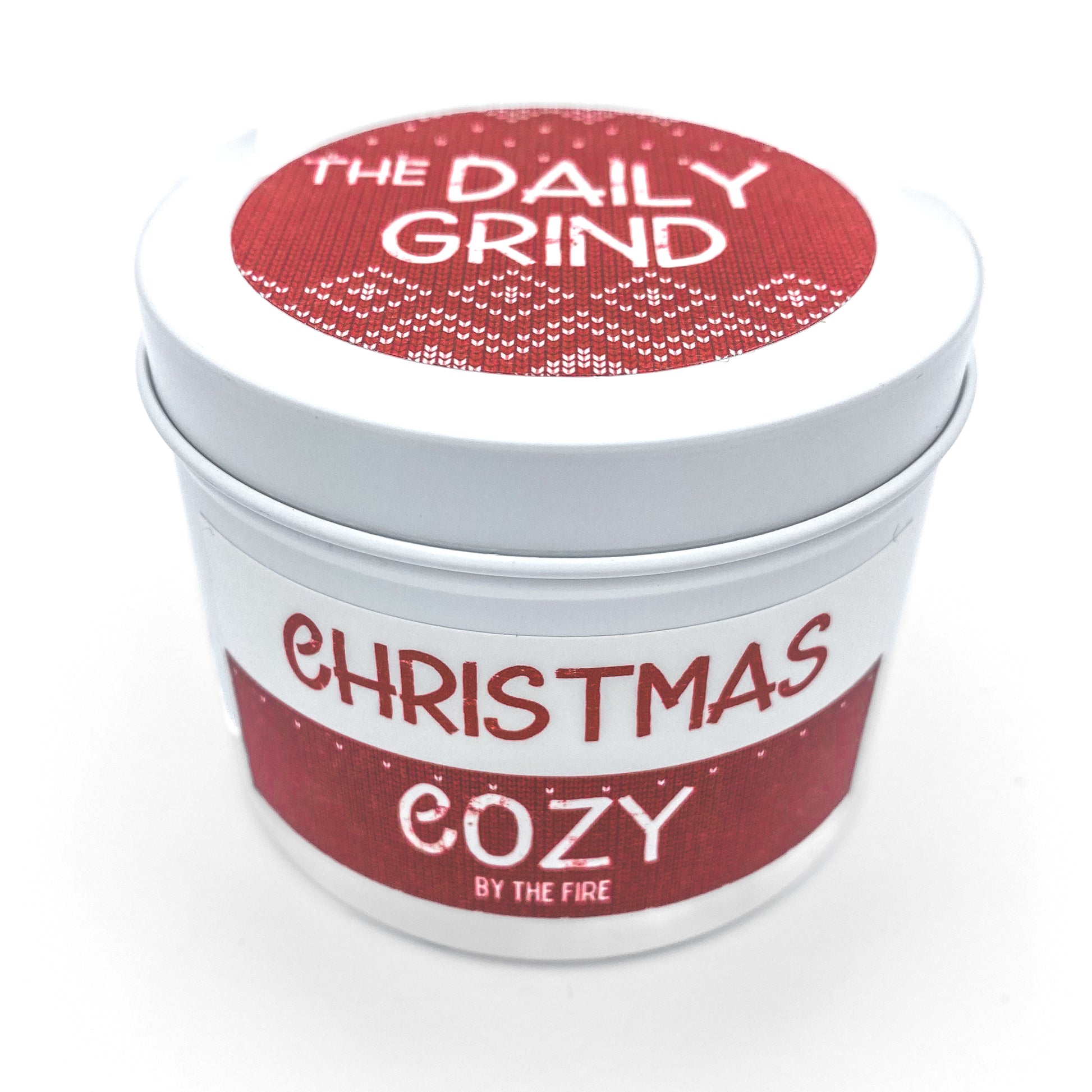 "Christmas Cozy" holiday candle in decorative tin