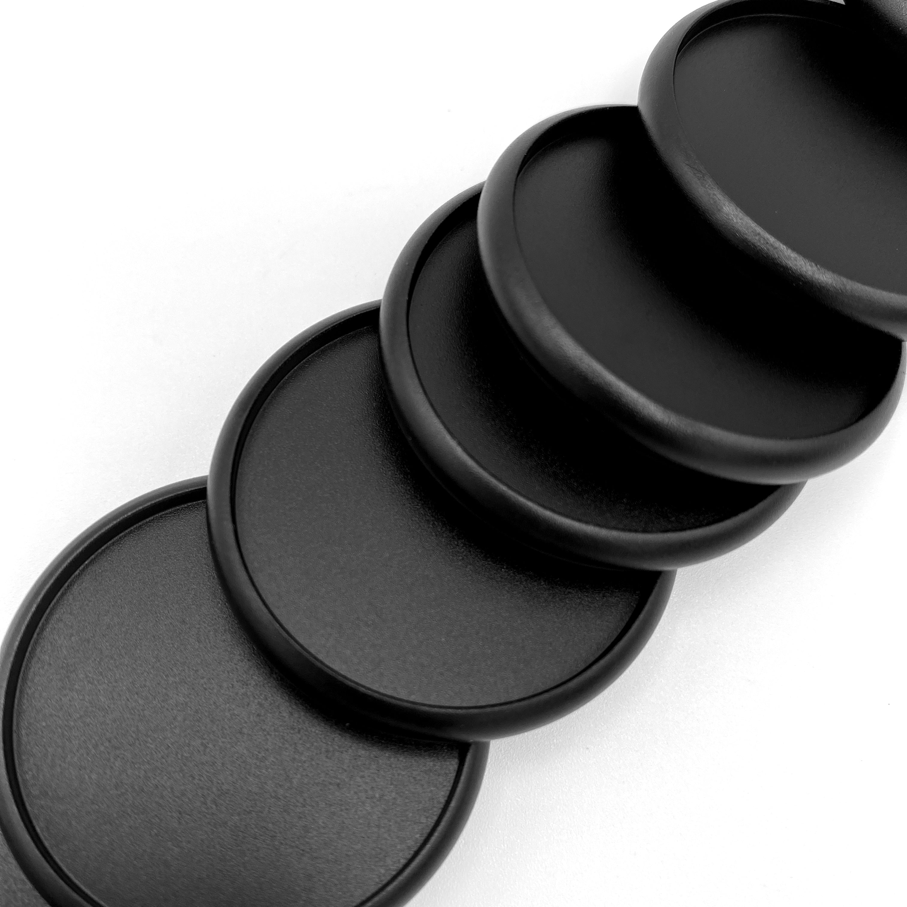 Close up of black discs