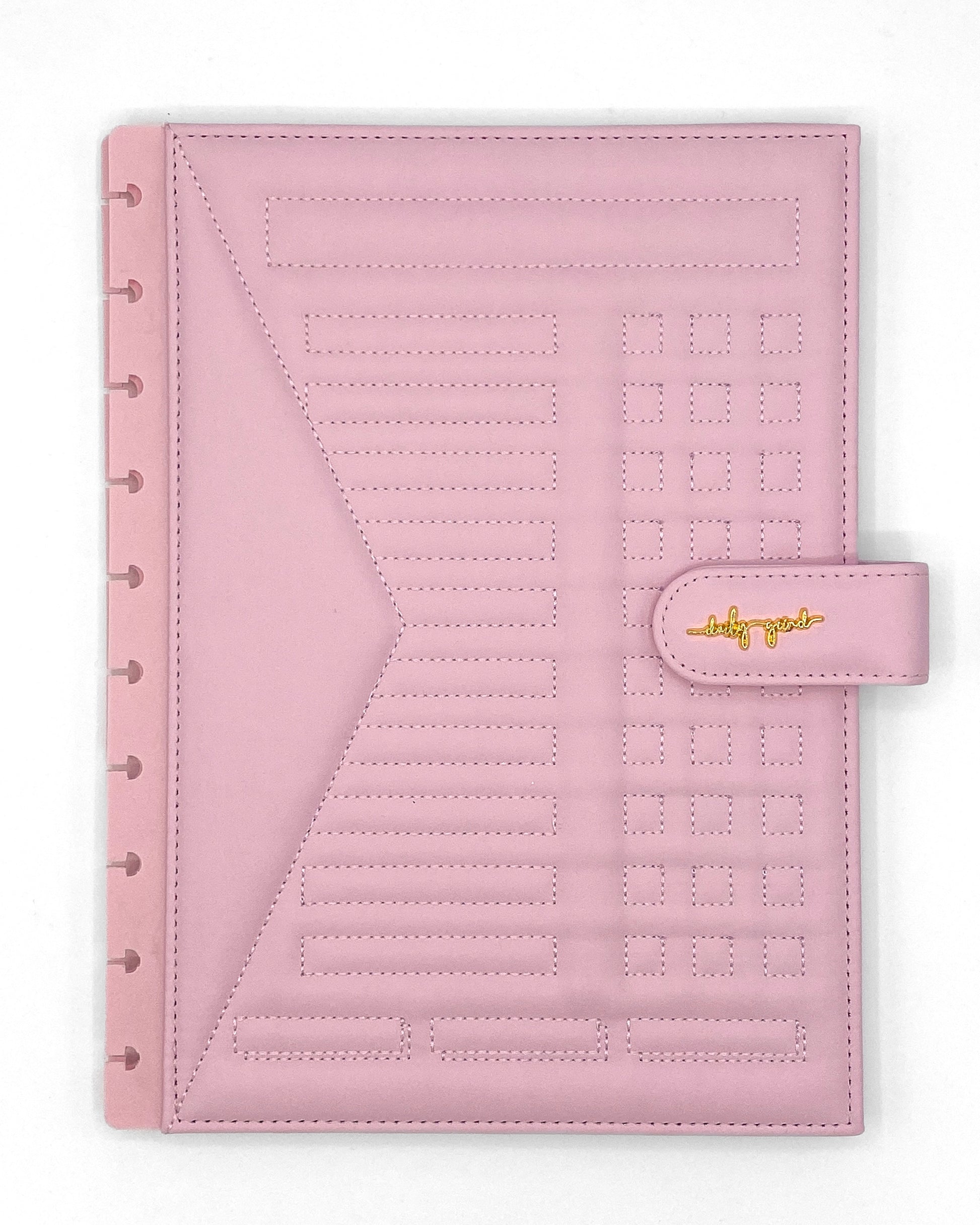 Front cover of pink faux leather planner