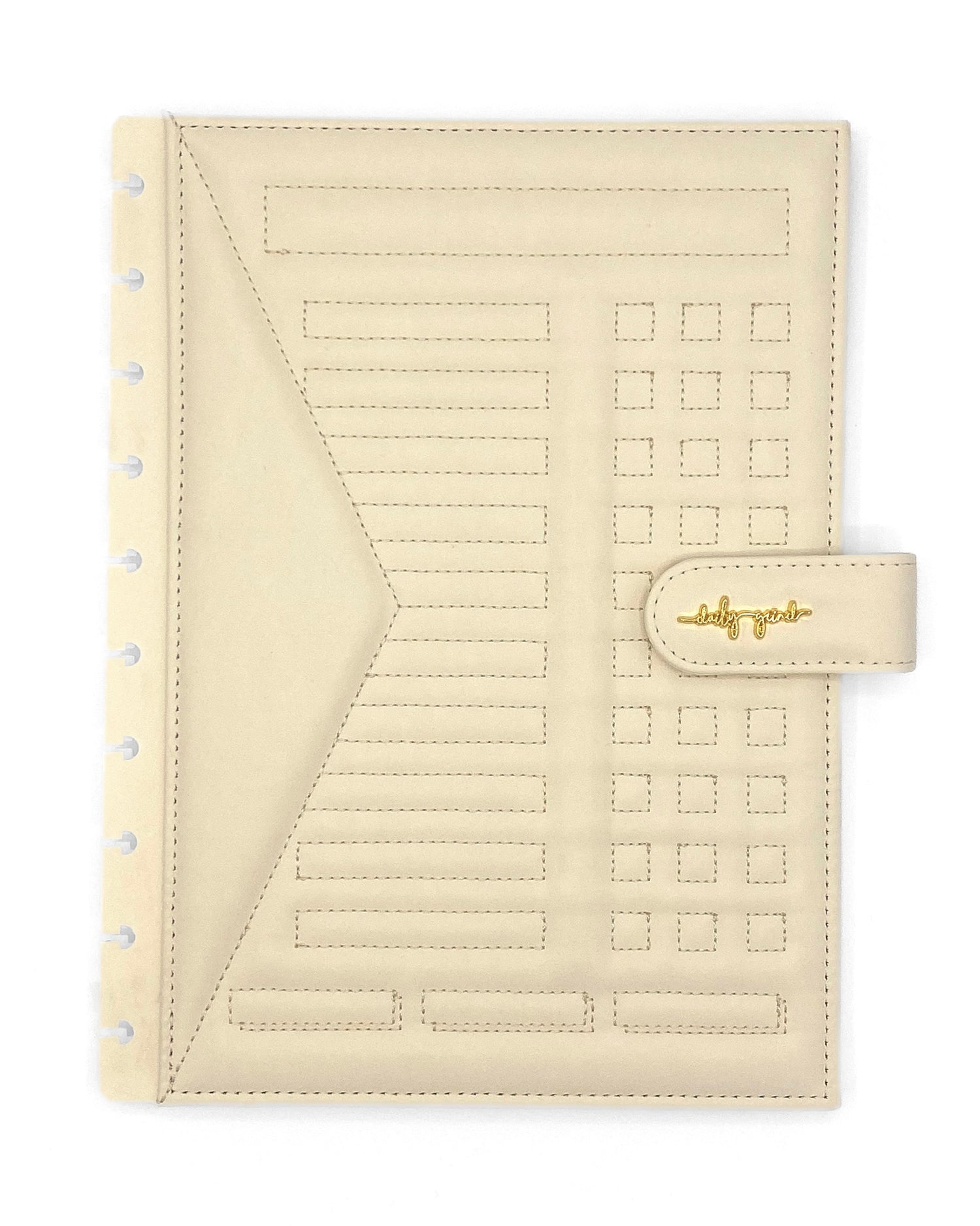 Front cover of cream faux leather planner