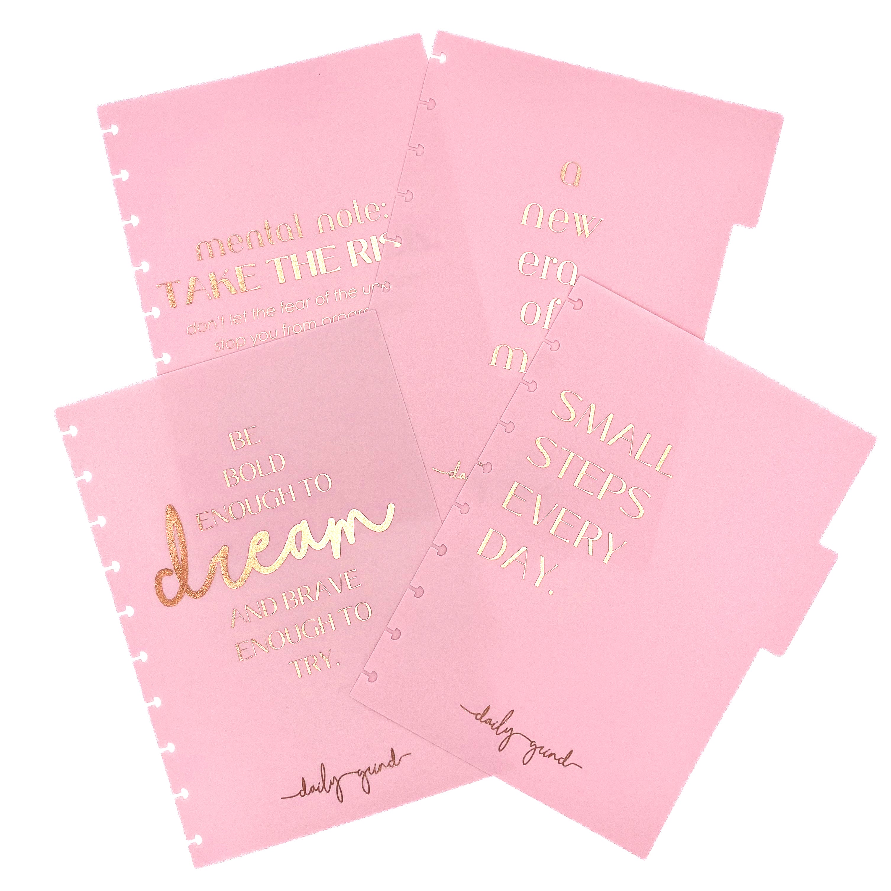 Set of four pink planner dividers