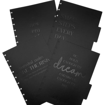 Set of four black planner dividers