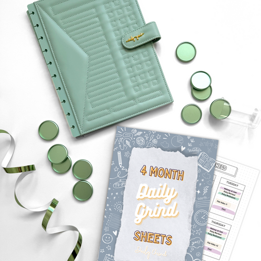 Luxe Daily Grind Planner | System Insert + Luxe Sage Green Cover + Discs