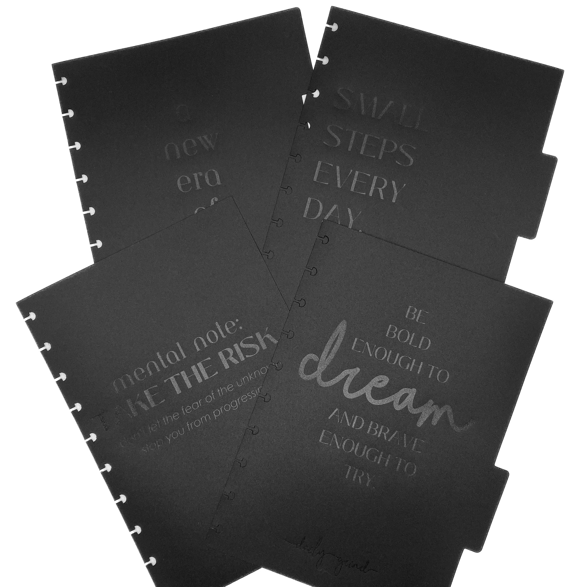 Set of four black planner dividers