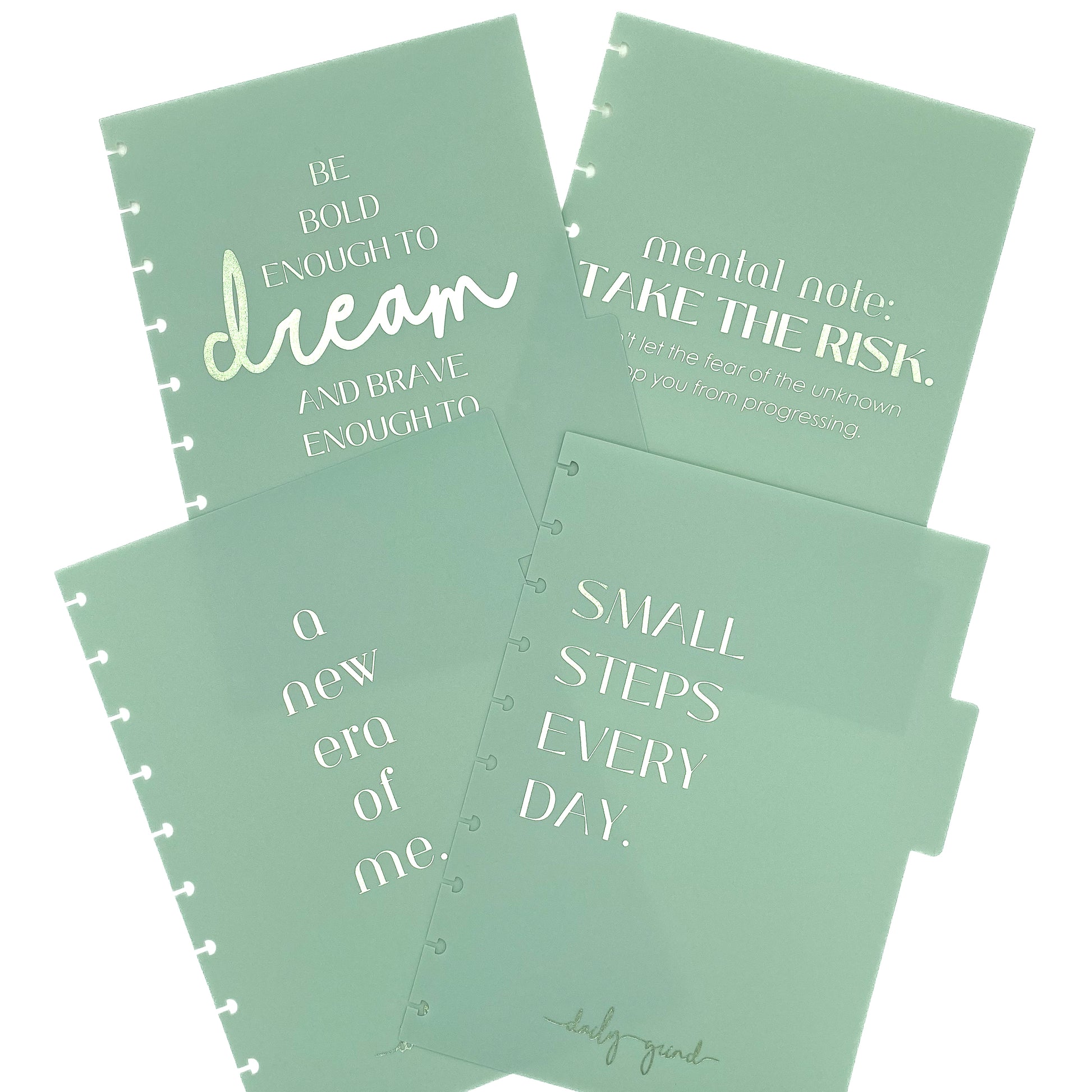 Set of four green planner dividers