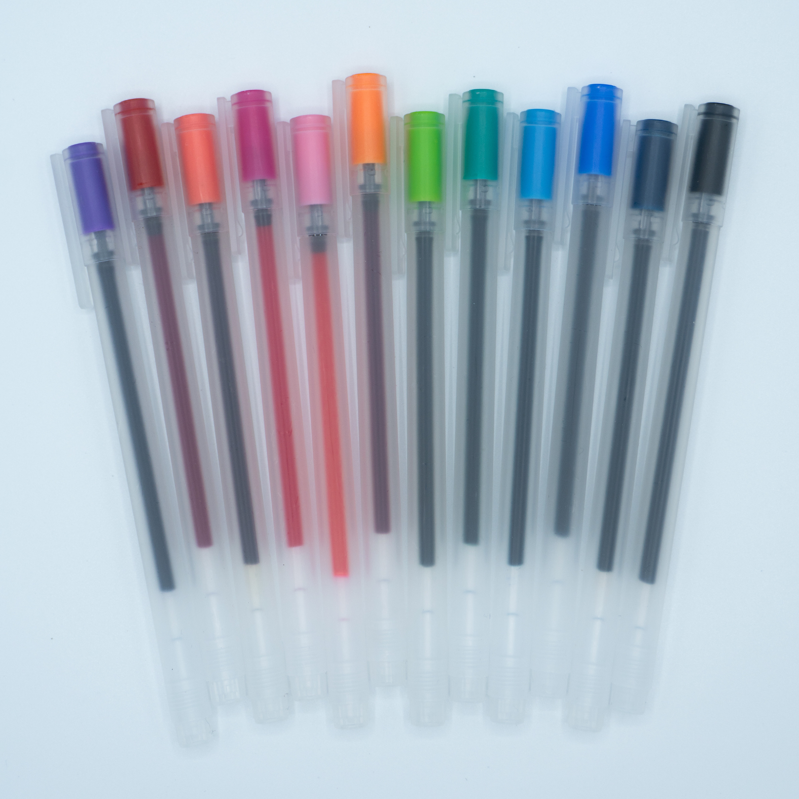 Set of twelve multicolored pens